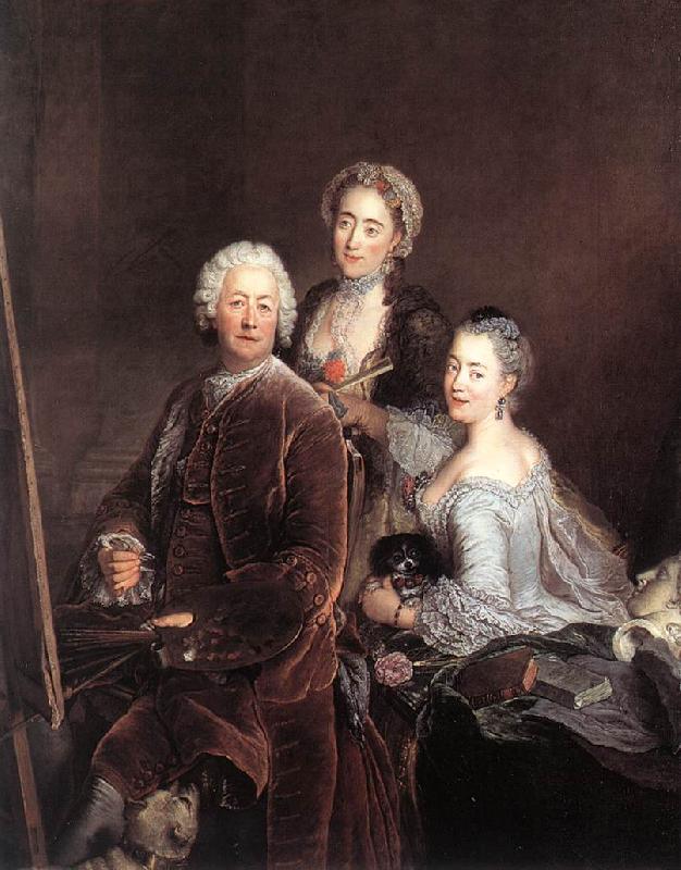PESNE, Antoine Self-portrait with Daughters sg Germany oil painting art